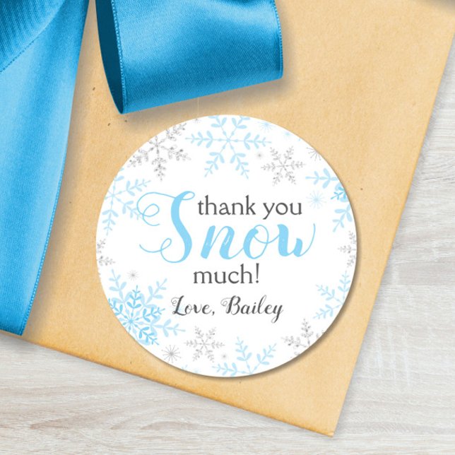 Thank You SNOW Much Winter ONEderland Blue Snow Classic Round Sticker (Creator Uploaded)