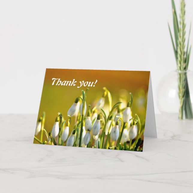 Thank you Snowdrops Flowers Card (Front)