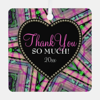 Thank You So Much Abstract Pink Heart Ornament