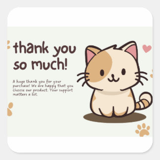 Thank You so Much for purchases Square Sticker