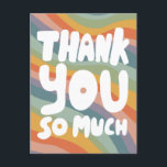 THANK YOU SO MUCH Muted Rainbow Stripes CUSTOM  Postcard<br><div class="desc">Hand made card for you! Customise with your own text or change the colours. Check my shop for lots more colours and designs or let me know if you'd like something custom!</div>
