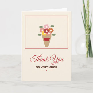 Thank You So Much Pixel Flower Bouquet Card