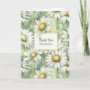 Thank You So Much Soft Watercolor Daisies Card