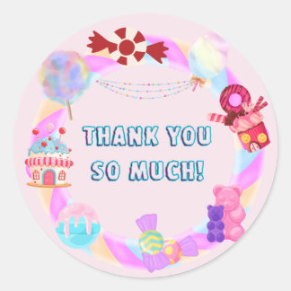 Thank You So Much Sweet Candy Theme Classic Round Sticker
