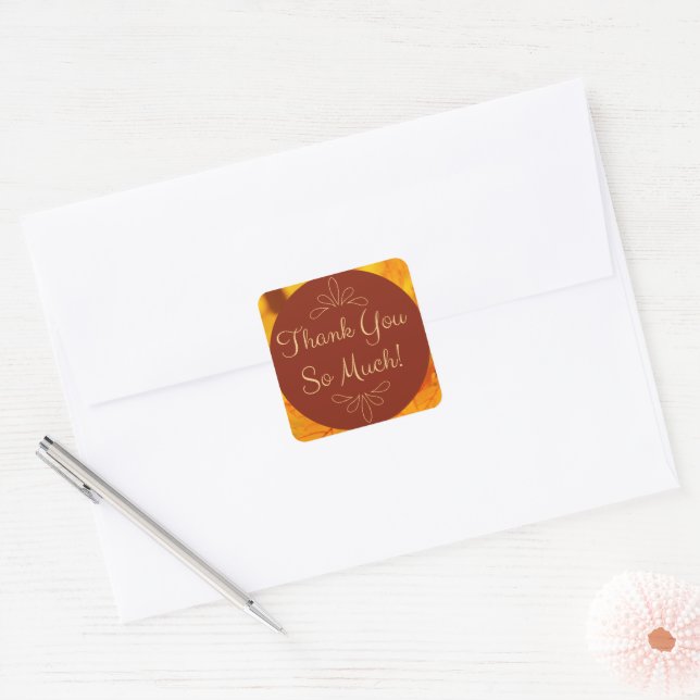 Thank You So Much Yellow Leaf Red Sticker (Envelope)
