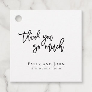 Thank you so much/your names & message wedding favour tags