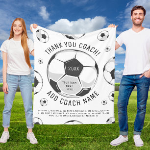 Thank You Soccer Coach Black & White Player Names Fleece Blanket