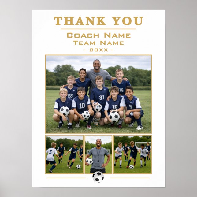 Thank you Soccer Team Coach Gift Poster (Front)
