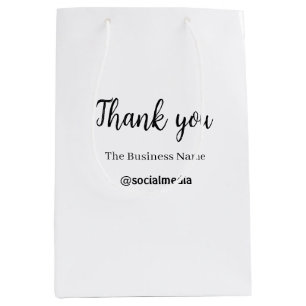 thank you social media business name date simple f medium gift bag