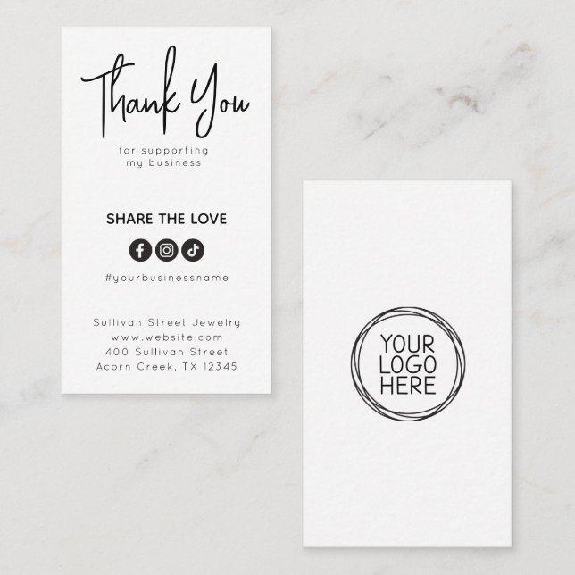 Thank You Social Media Share Logo Hang Tag (Front/Back)