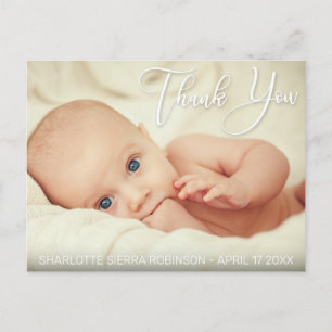 Thank You   Soft Modern Baby Photo Postcard