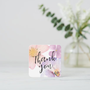 Thank you soft purple watercolor flowers square business card