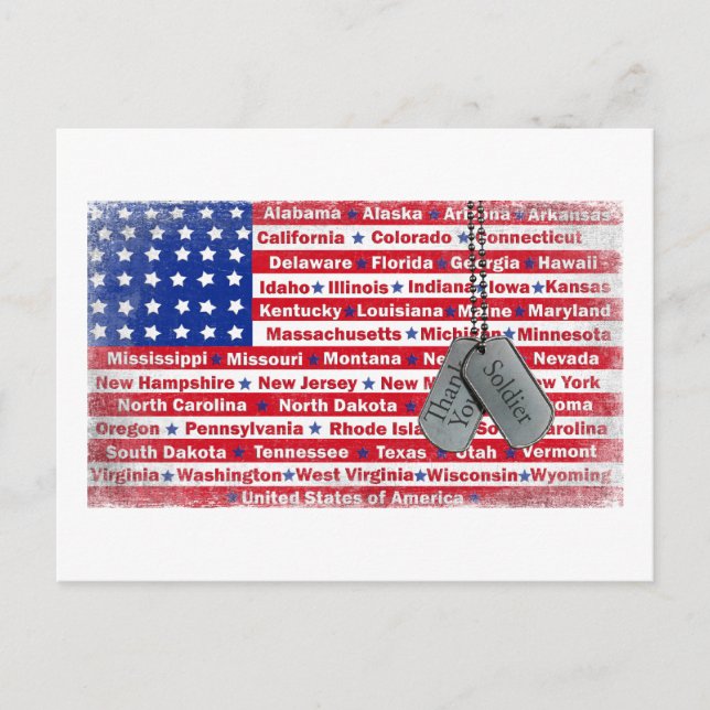 Thank You Soldier Dog Tags Postcard (Front)