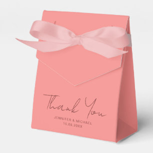 Thank You Solid Colour Typography Pink Peach Favour Box