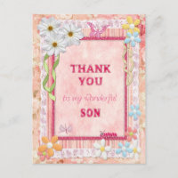 Thank you Son, flowers and butterflies craft card