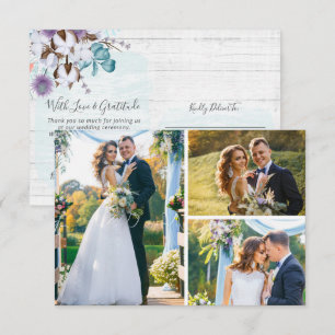 Thank You Southern Cotton 3-Photo Wedding Card