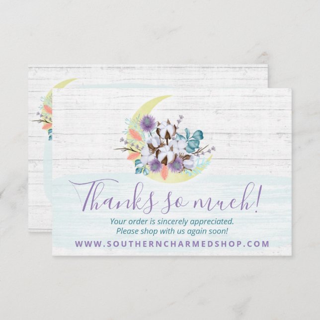 Thank You Southern Floral Cotton Moon Rustic Card (Front/Back)