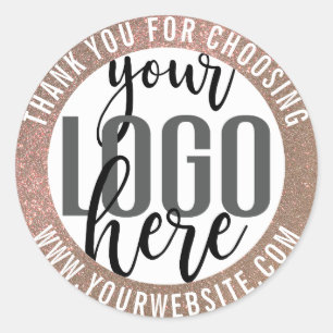 Thank You Sparkly Gold Glitter Business Logo Classic Round Sticker