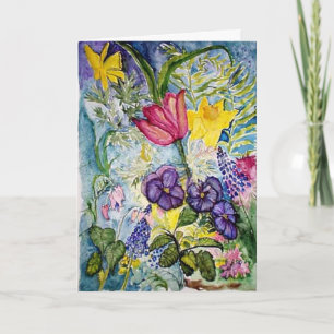 Thank you  -  spring flowers watercolor card