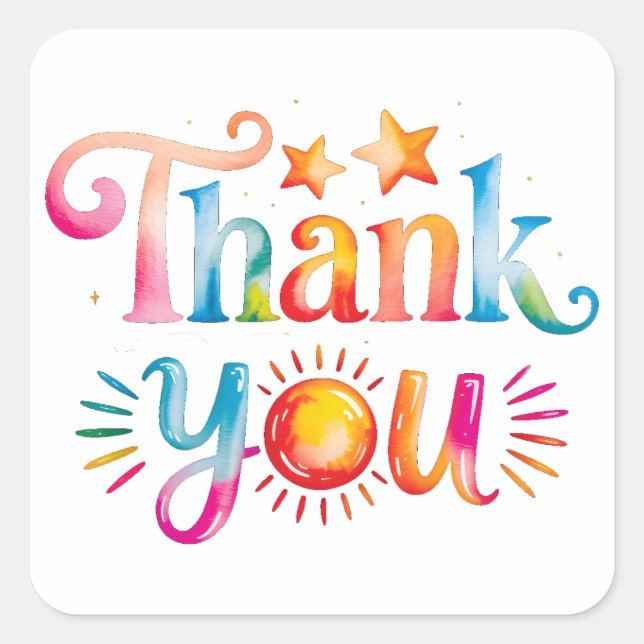 Thank You Square Sticker (Front)