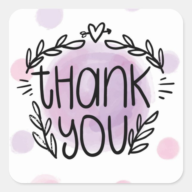 Thank You  Square Sticker (Front)