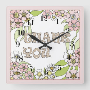 Thank you square wall clock