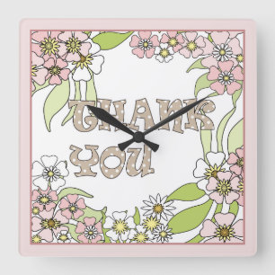 Thank you square wall clock