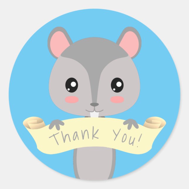 Thank you Squirrel Classic Round Sticker (Front)