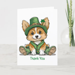 Thank You St. Patrick's Day Corgi Dog Card