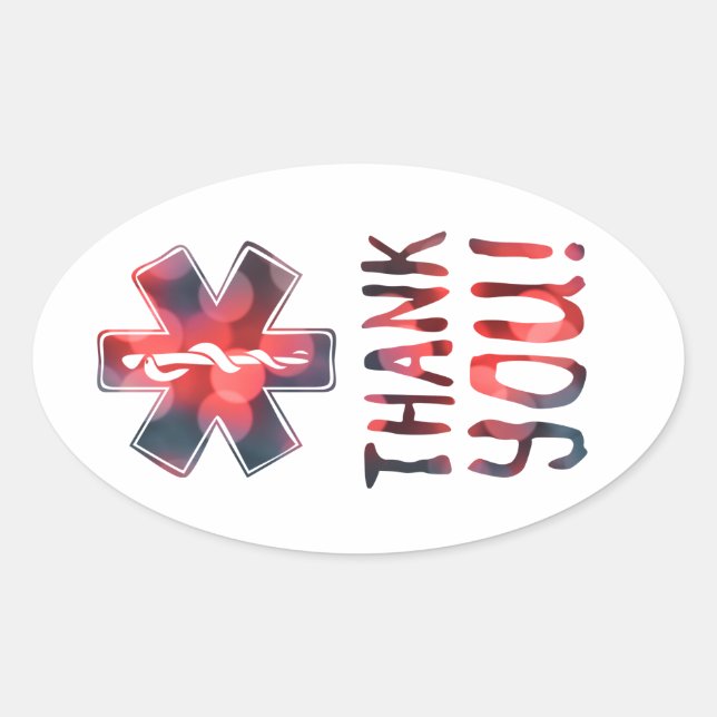 thank you star of life bokeh oval sticker (Front)