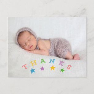 Thank You Stars   Baby Birth Announcement Postcard