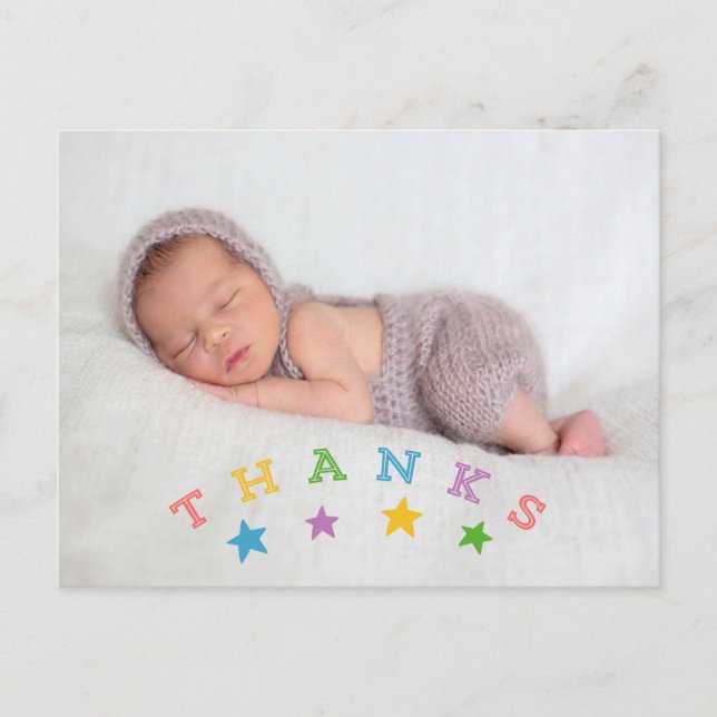 Thank You Stars | Baby Birth Announcement Postcard (Front)