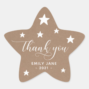 Thank You Stars Baby Shower Party Stickers   Kraft
