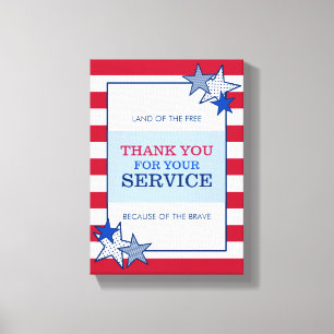 Thank You Stars Stripes Patriotic Veteran Service Canvas Print