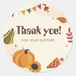 Thank You Sticker – Autumn Leaves Design for Pack