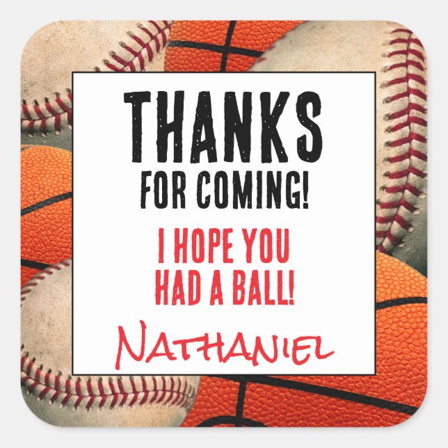 Thank you Sticker | Baseball Basketball Label (Front)