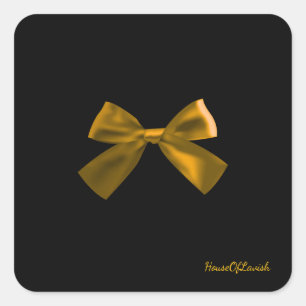 Thank You Sticker   Black Gold Bow Luxury Gift 
