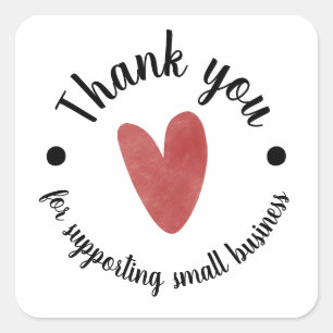 Thank You Sticker - Cute Simple Red Heart
