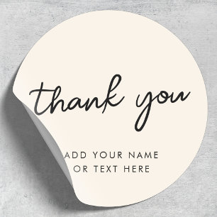 Thank you Sticker Minimal Neutral Cream