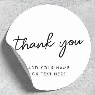 Thank you Sticker   Minimal Typography White