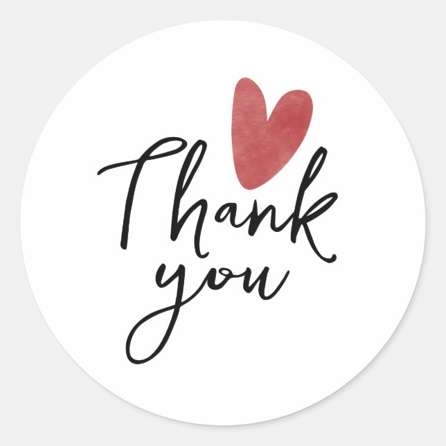 Thank you sticker with red heart (Front)
