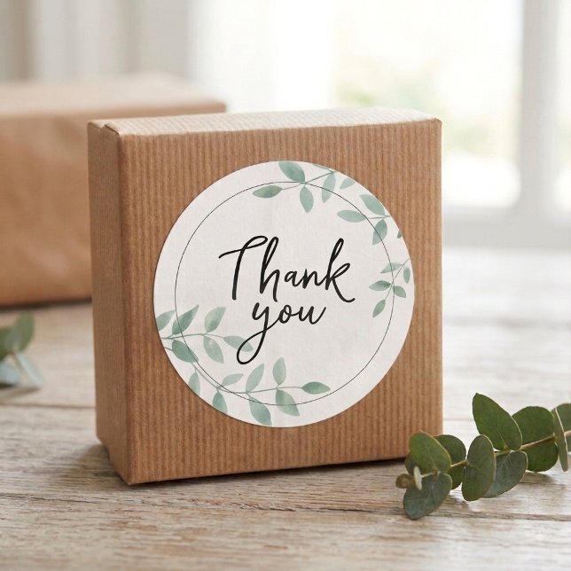 Thank you sticker with watercolor leafs (Creator Uploaded)