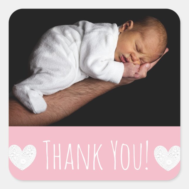 Thank You Sticker with your baby's photo (Front)