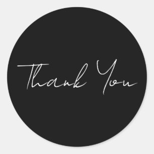Thank You Stickers Black Background White Text