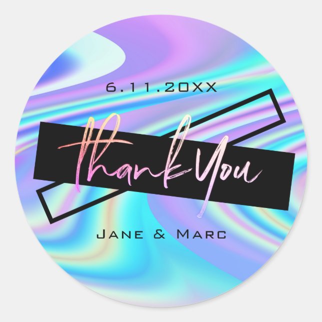 Thank You Stickers Bold Vibrant Holographic (Front)