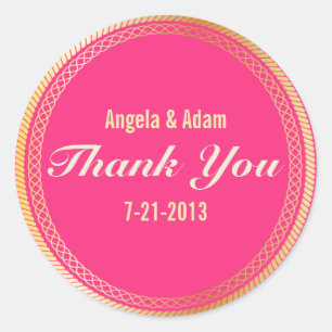 Thank You Stickers in Gold and Pink