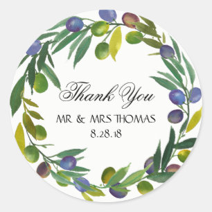 Thank you stickers olives personalize them