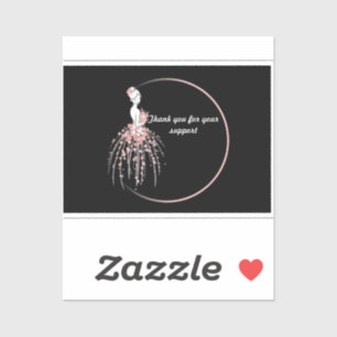 Thank You Stickers - Pink Floral Dress Design