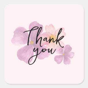 Thank You Stickers - Purple Watercolor Flower