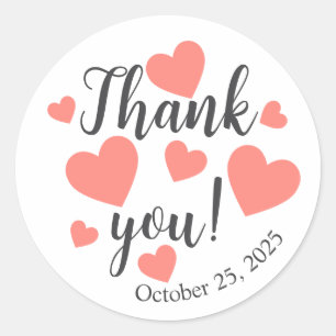 Thank You Stickers with Hearts